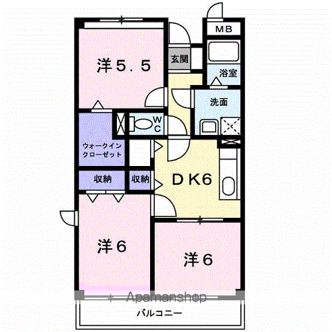 マルベル宇多津(3DK/4階)の間取り写真