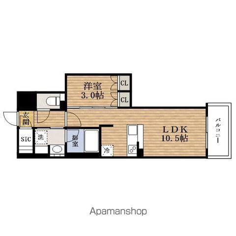 COMFORIA LIV博労町一丁目Q(1LDK/14階)の間取り写真