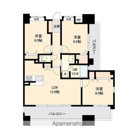 プライムアーバン長町一丁目(3LDK/9階)の間取り写真
