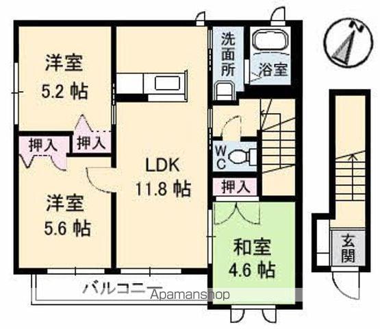 サニーベイル 2番館(3LDK/2階)の間取り写真