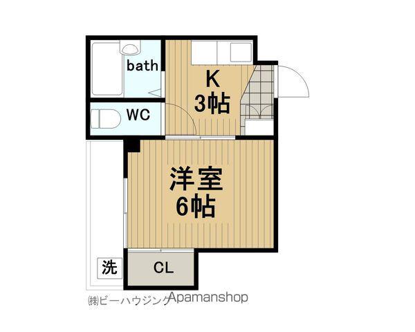 ヴィレッジアライ(1K/4階)の間取り写真