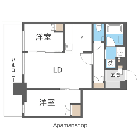 ライオンズタワー札幌(2LDK/16階)の間取り写真