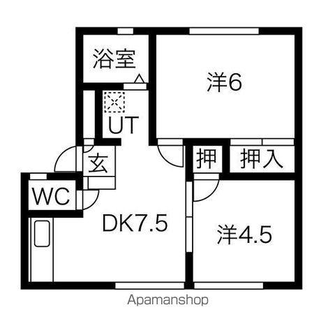 アーバンハイツ稲荷堂(2DK/1階)の間取り写真