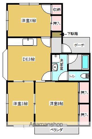 コーポラス表B棟(3DK/2階)の間取り写真