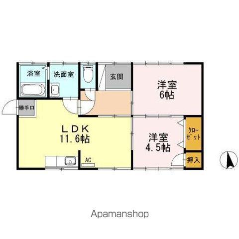 高松琴平電鉄琴平線 三条駅(高松) 徒歩3分 1階建 築53年(2LDK)の間取り写真