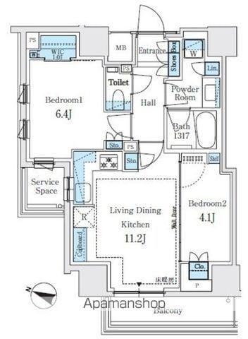 パークホームズ文京白山ヒルテラス(2LDK/3階)の間取り写真