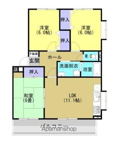 エンゼルシャトー(3LDK/1階)の間取り写真
