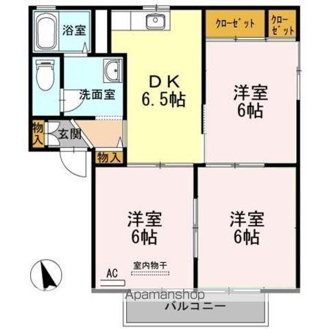 ラ・トーレC棟(3DK/2階)の間取り写真