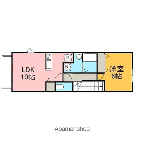 プリムローズ稙田B(1LDK/2階)の間取り写真