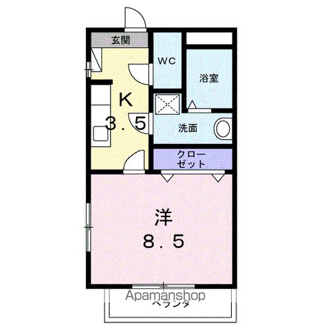 クレール御器所(1K/4階)の間取り写真