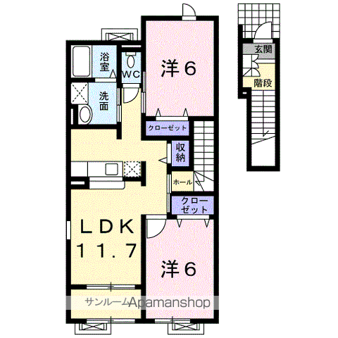 アタラクシアーⅤ・B(2LDK/2階)の間取り写真