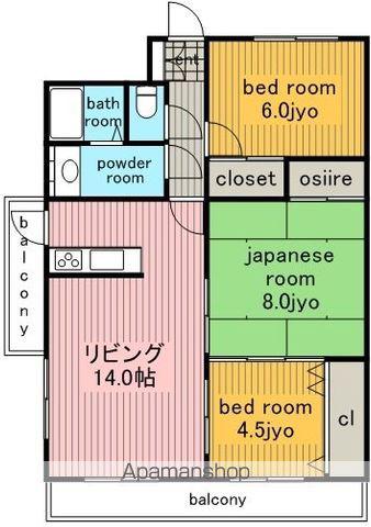 グレイス伸和(3LDK/4階)の間取り写真
