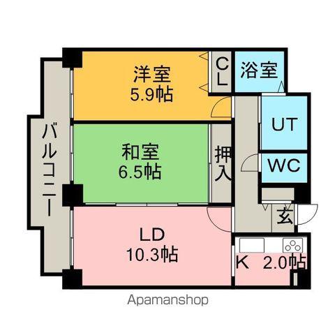 オ・ドミール北19条(2LDK/3階)の間取り写真