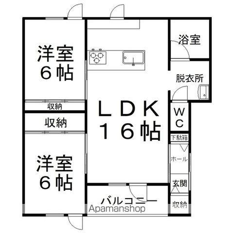 ステラ山下(2LDK/1階)の間取り写真