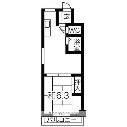 石橋ハイツI(1LDK/8階)の間取り写真