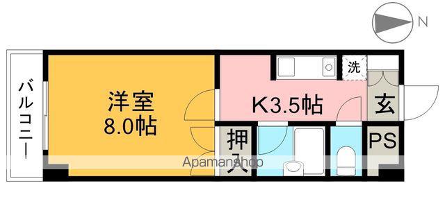 ミタニマンションⅢ(1K/6階)の間取り写真