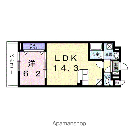 PRETTY FOREST(1LDK/2階)の間取り写真