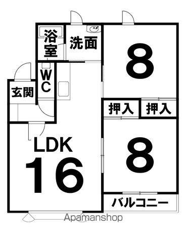 プレイス16(2LDK/2階)の間取り写真