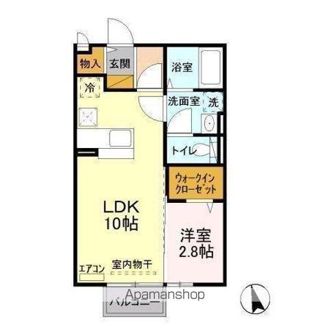 サニープレイスA棟(1LDK/1階)の間取り写真