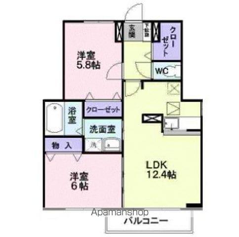 さくらヶ丘C棟(2LDK/1階)の間取り写真