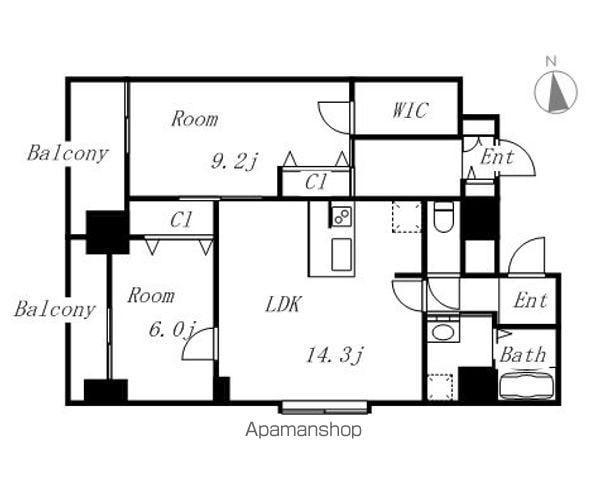FINE CALL TB-F(2LDK/8階)の間取り写真