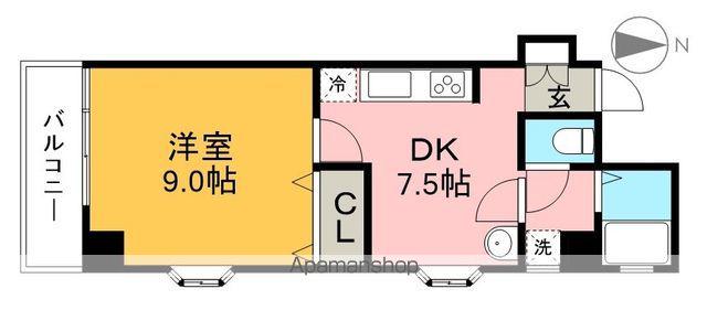 マチレス若松(1DK/4階)の間取り写真