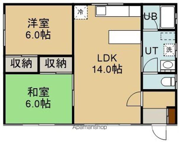 昭和2丁目35番1棟2戸(2LDK/2階)の間取り写真