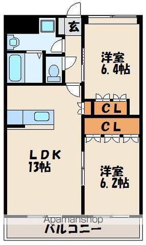シーサイドヒルズHK2(2LDK/1階)の間取り写真