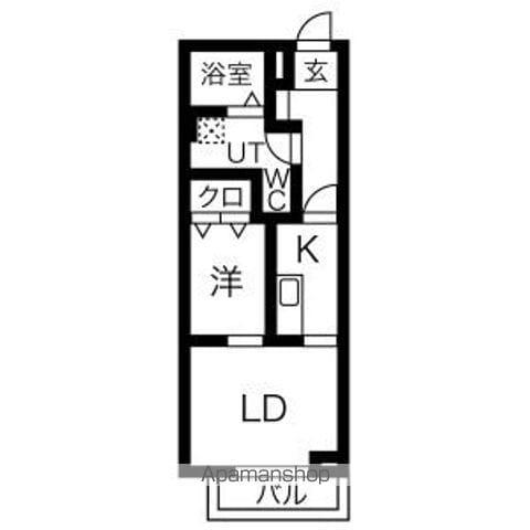 メリディアン川平伍番館(1LDK/2階)の間取り写真