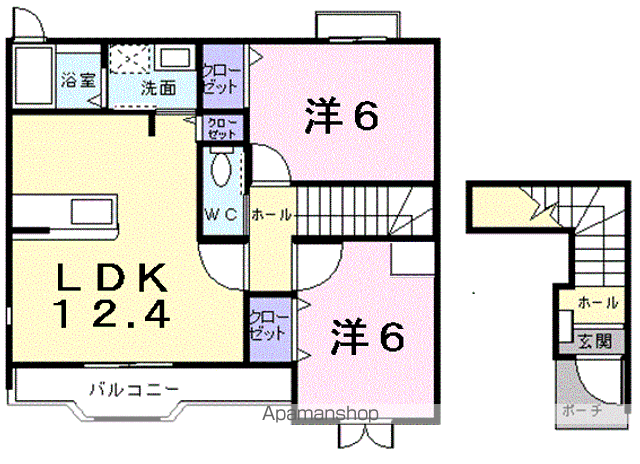 セレーノ・ヴィラ(2LDK/2階)の間取り写真
