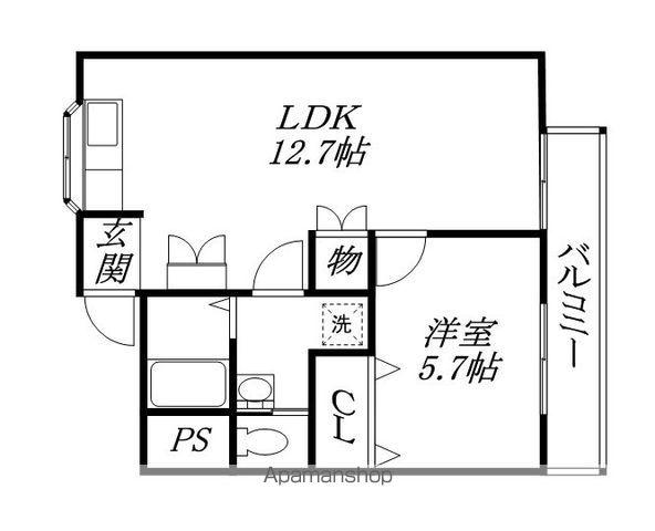 開花エレガンス(1LDK/2階)の間取り写真
