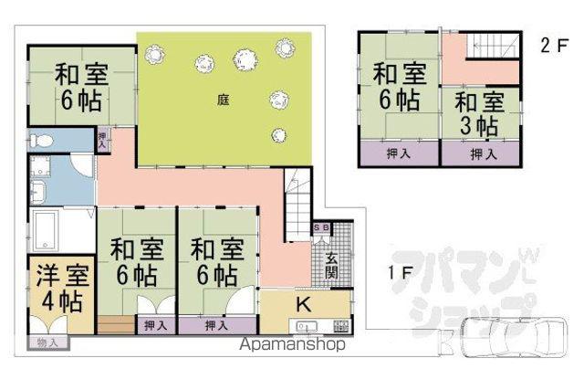 京福北野線 北野白梅町駅 徒歩7分 2階建 築54年(6K)の間取り写真