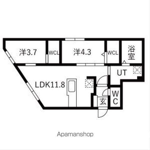ラグランジュ円山(1SLDK/2階)の間取り写真