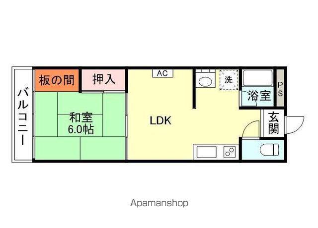 コーポ山美(1LDK/2階)の間取り写真