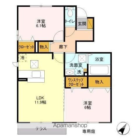 グランフェリーチェB(2LDK/1階)の間取り写真