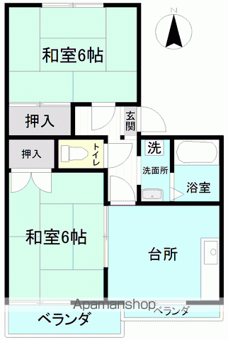 行屋前ハイツ(2K/1階)の間取り写真