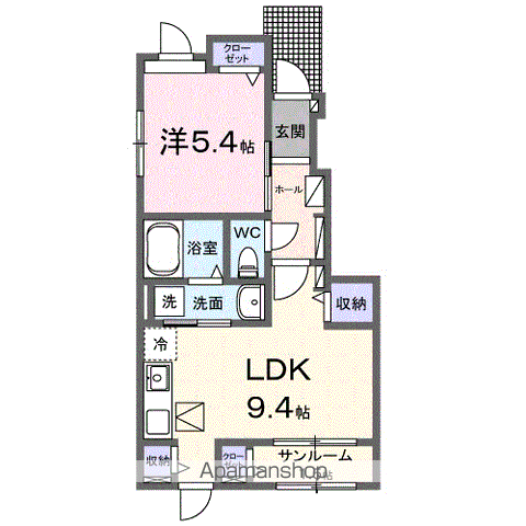 マハロB(1LDK/1階)の間取り写真
