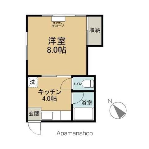 メゾンハッシュB(1K/1階)の間取り写真
