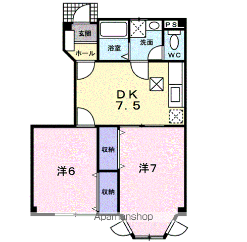 メゾンドファミール(2DK/1階)の間取り写真
