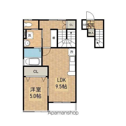 ヴァルム(1LDK/2階)の間取り写真