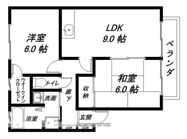 アウローラドムス(2DK/2階)の間取り写真