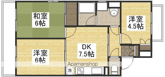 パティオ1(3DK/3階)の間取り写真