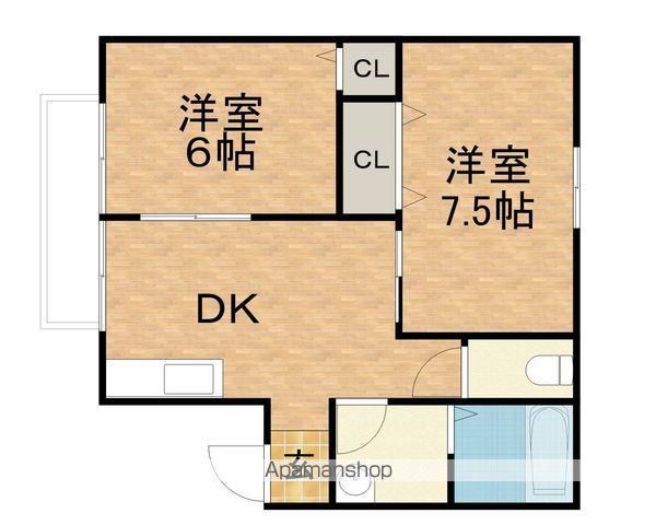 グリーンハイツTSUBASA(2DK/1階)の間取り写真