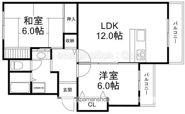平和マンション1(2LDK/3階)の間取り写真