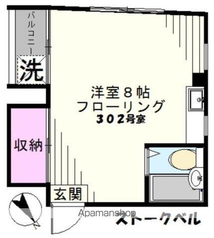 ストークベル(ワンルーム/3階)の間取り写真