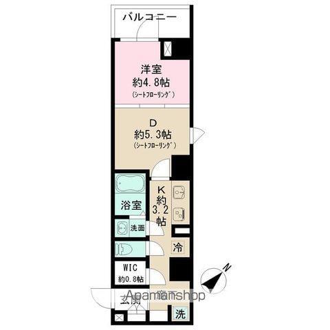 ショコラスイート東日本橋(1DK/2階)の間取り写真