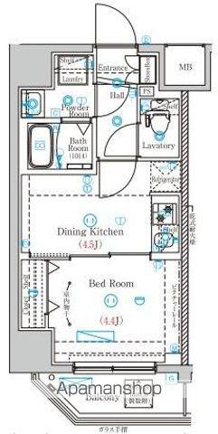 MIND両国(1DK/4階)の間取り写真