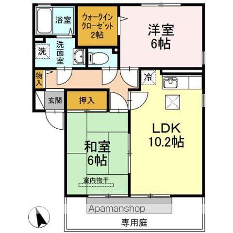 セジュール楠(2LDK/1階)の間取り写真