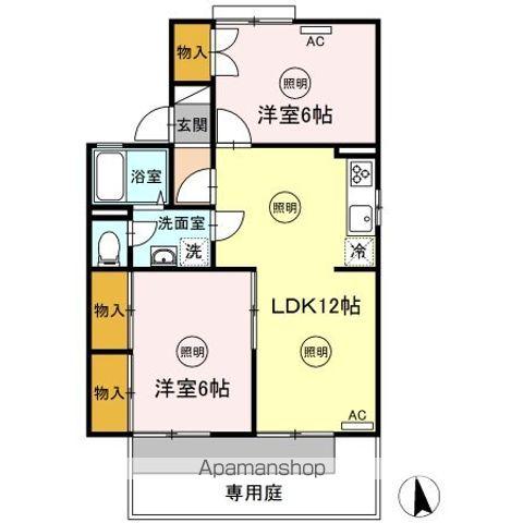 パラシオ樹太A号棟(2LDK/1階)の間取り写真