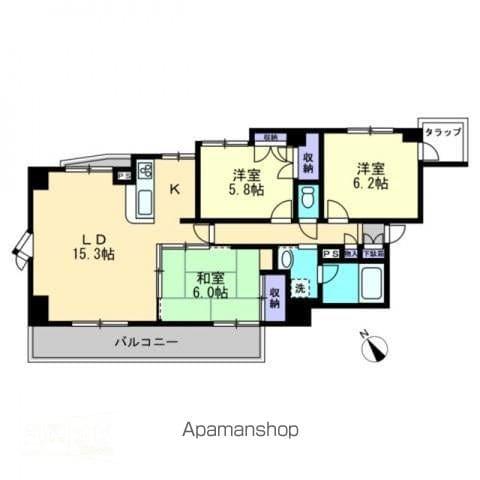 ダイアパレスロワイヤル栗林公園(3LDK/5階)の間取り写真